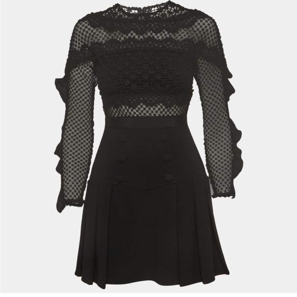 Self-Portrait Dresses & Skirts - Self-Portrait Black Long Sleeve Lace and Crochet Mini Dress